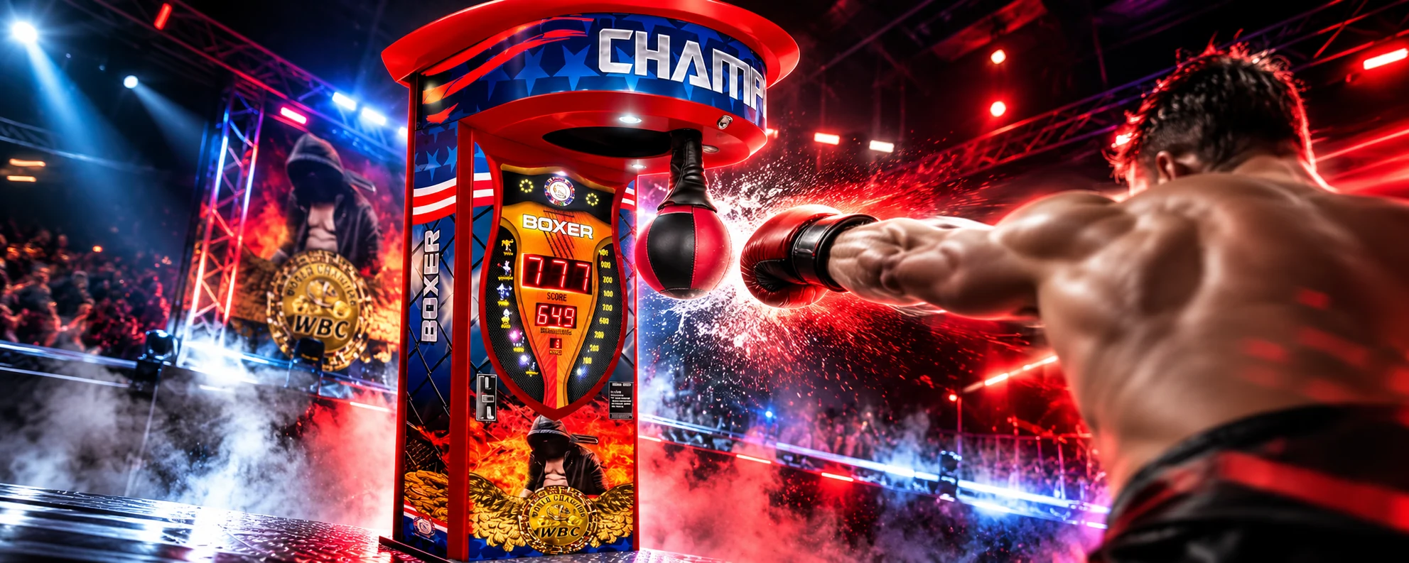 Pro Games Champion Boxautomat in einer Arena-Kulisse